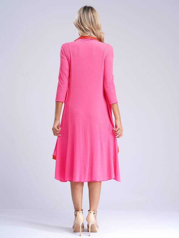 Women 2-in-1 Retro Long Sleeve Ruffled Neckline Loose Dress for Wedding Guest thumb