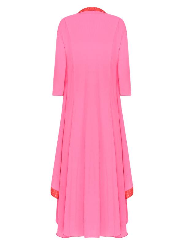 Women 2-in-1 Retro Long Sleeve Ruffled Neckline Loose Dress for Wedding Guest thumb