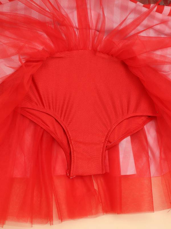 Kids Girls Christmas Short Sleeve Sequins Striped Tutu Dress Candy Cane Costume thumb