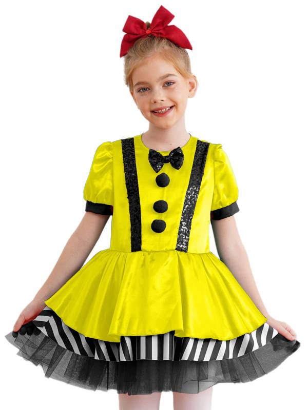 Kids Girls Christmas Short Sleeve Sequins Striped Tutu Dress Candy Cane Costume thumb