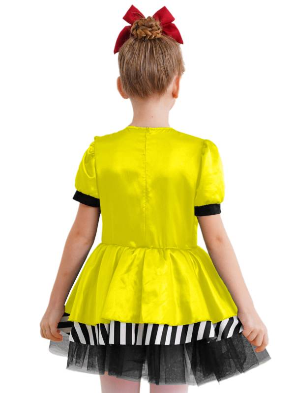 Kids Girls Christmas Short Sleeve Sequins Striped Tutu Dress Candy Cane Costume thumb