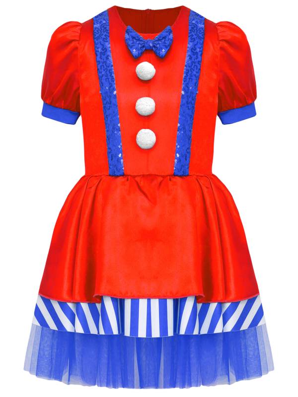 Kids Girls Christmas Short Sleeve Sequins Striped Tutu Dress Candy Cane Costume thumb