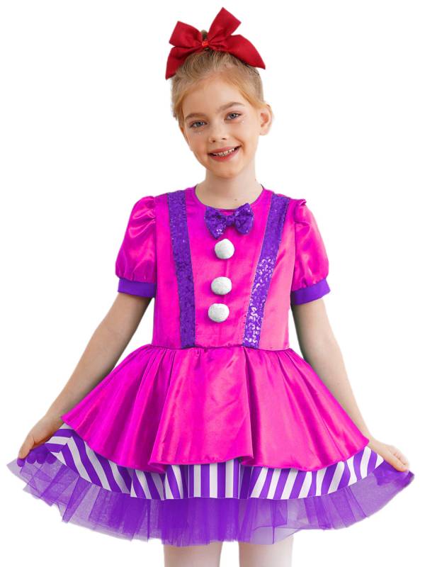 Kids Girls Christmas Short Sleeve Sequins Striped Tutu Dress Candy Cane Costume thumb