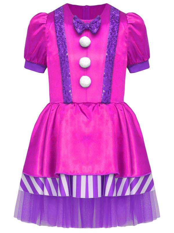 Kids Girls Christmas Short Sleeve Sequins Striped Tutu Dress Candy Cane Costume thumb