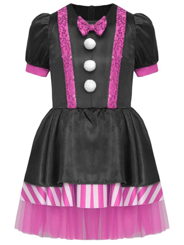 Kids Girls Christmas Short Sleeve Sequins Striped Tutu Dress Candy Cane Costume thumb