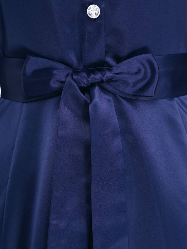 Women Long Sleeve Front Button Satin Maxi Dress with Belt for Evening Party thumb