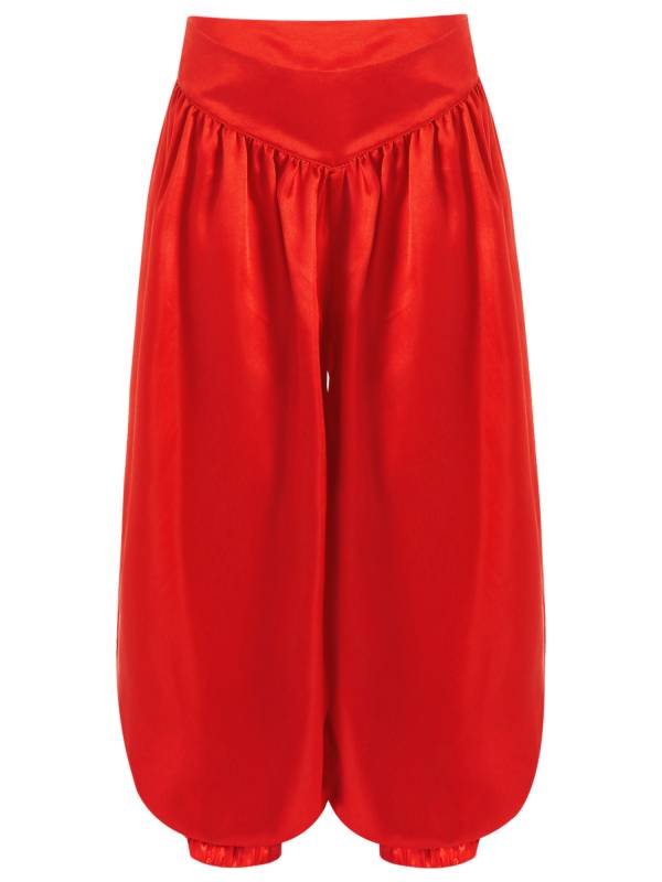 Kids Girls Solid Color Satin Bloomers Belly Dance Pants thumb