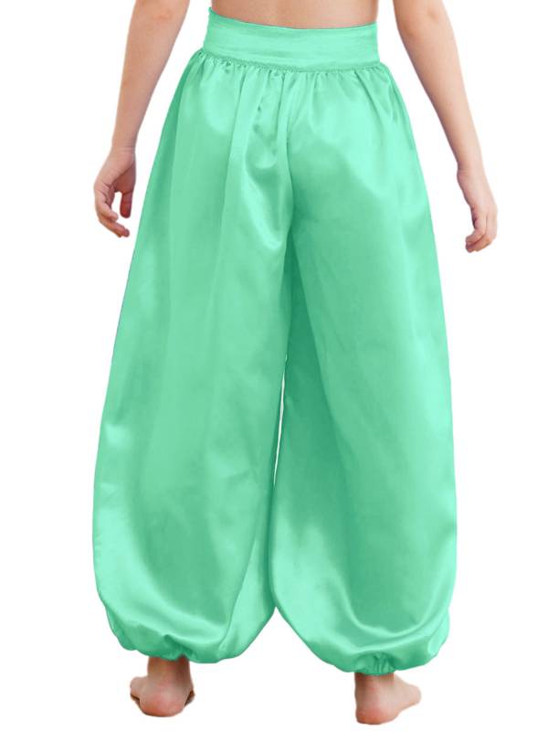 Kids Girls Solid Color Satin Bloomers Belly Dance Pants thumb