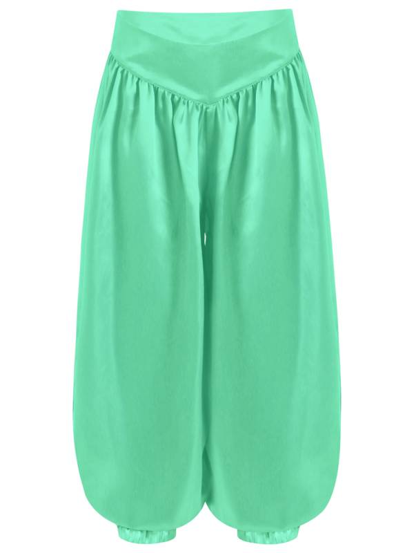Kids Girls Solid Color Satin Bloomers Belly Dance Pants thumb