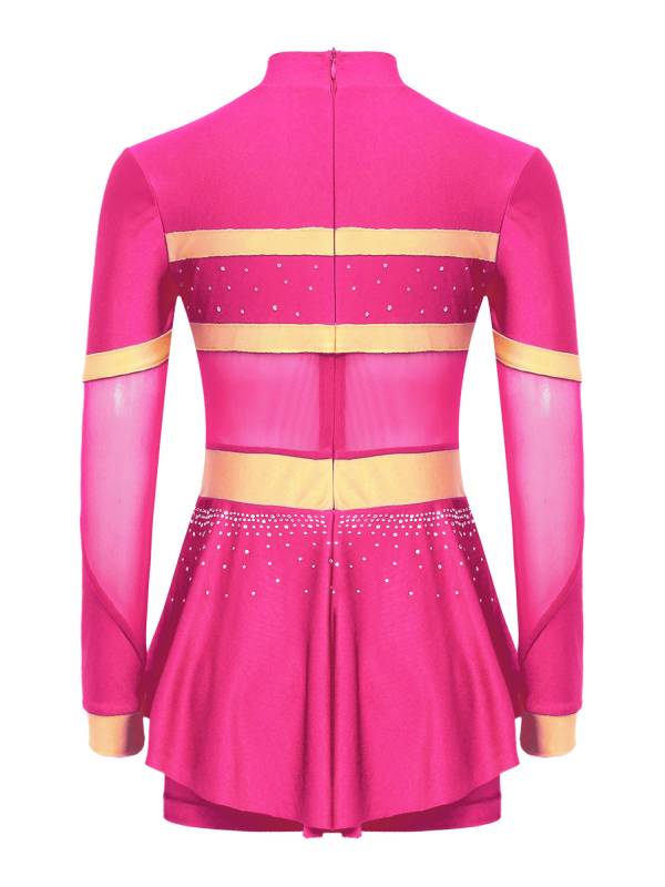 Kids Girls Long Sleeve Dance Leotard with Hand Flower and Striped Socks thumb