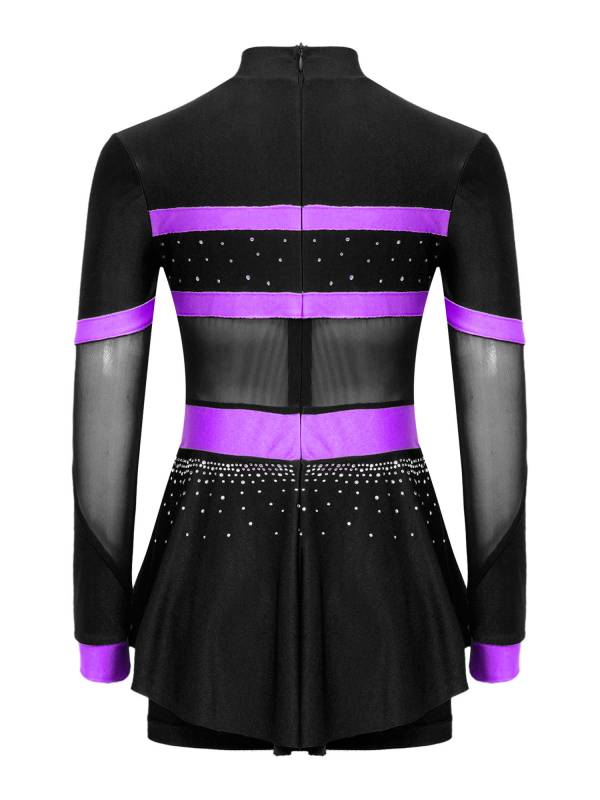 Kids Girls Long Sleeve Dance Leotard with Hand Flower and Striped Socks thumb