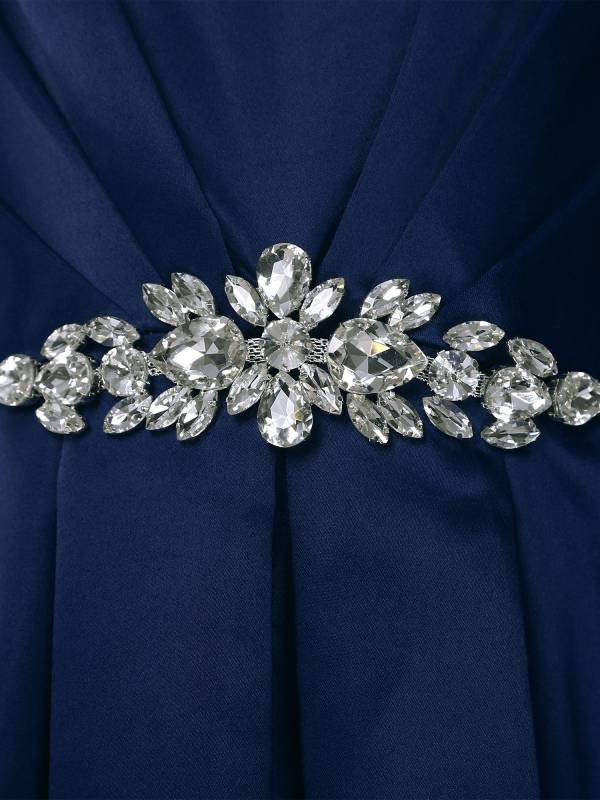 Girls Short Sleeve Off-the-shoulder Pearl and Diamond Beaded Ball Gown Dress thumb