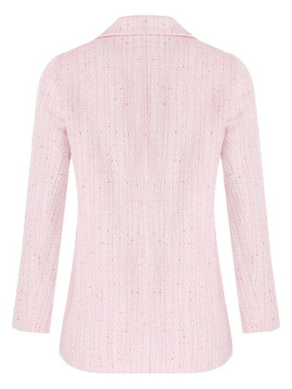 Women Long-sleeve Lapel Buttoned Tweed Blazer for Formal Occasions thumb