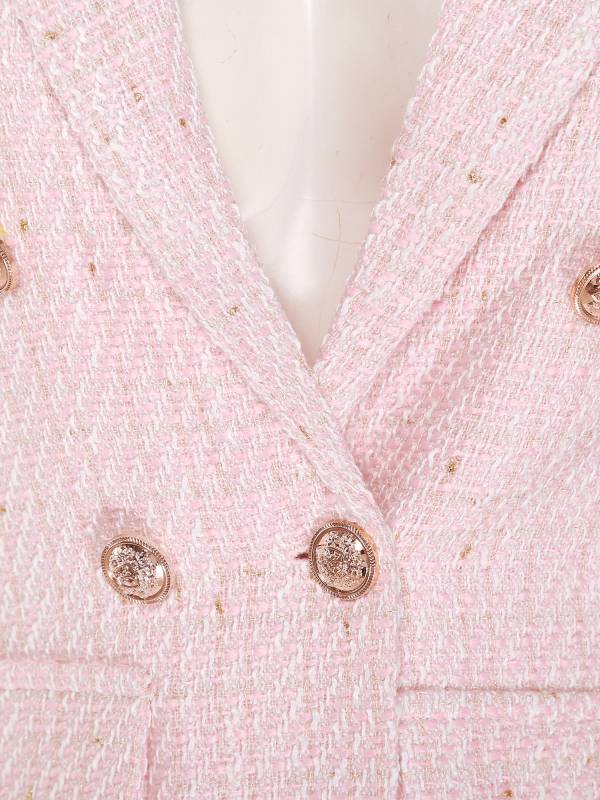Women Long-sleeve Lapel Buttoned Tweed Blazer for Formal Occasions thumb