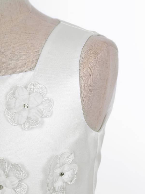 Kids Girls Sleeveless Floral Embellished Mesh Flower Girl Dress for Communion thumb