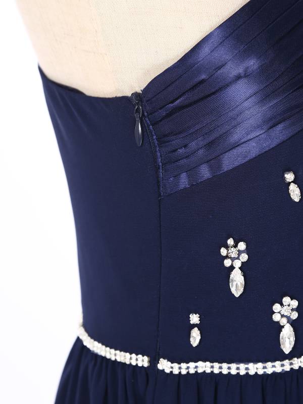 Girls One Shoulder Rhinestones Beaded Chiffon A-line Junior Bridesmaid Dress thumb