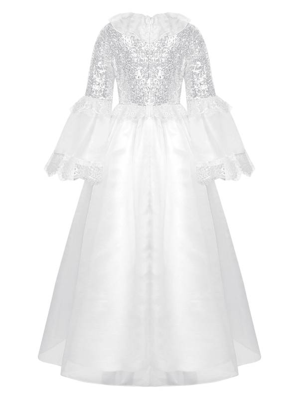 Kids Girls Long Sleeve Sequin Lace Maxi Princess Dress for Flower Girl thumb