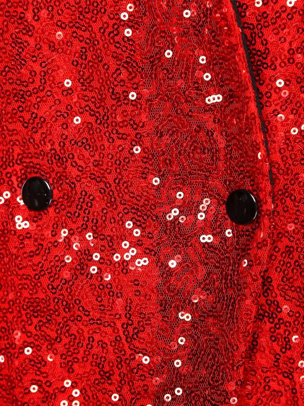 Women V-neck Lapel Sleeveless Sequin Button Top for Evening Party thumb