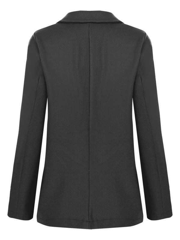 Women Solid Color Long Sleeve Lapel Woolen Button-up Blazer thumb