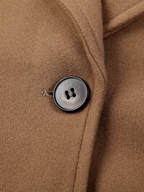 Women Solid Color Long Sleeve Lapel Woolen Button-up Blazer thumb