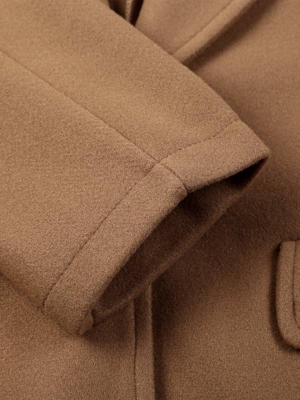 Women Solid Color Long Sleeve Lapel Woolen Button-up Blazer thumb