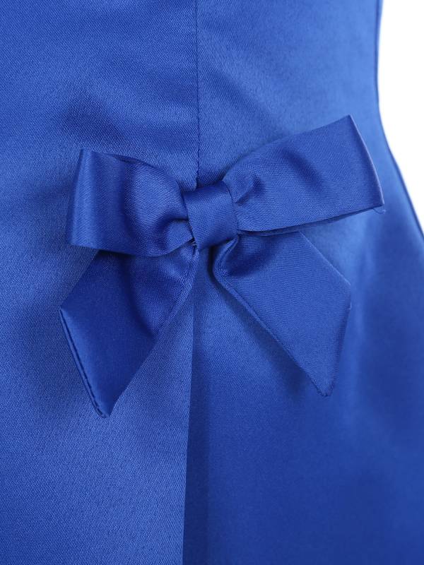 Girls sleeveless Halter Neck Bowknot Beaded Flower Knee Length Party Dress thumb