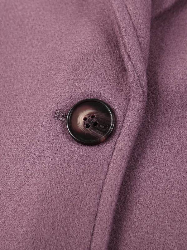 Women Solid Color Long Sleeve Lapel Woolen Button-up Blazer thumb