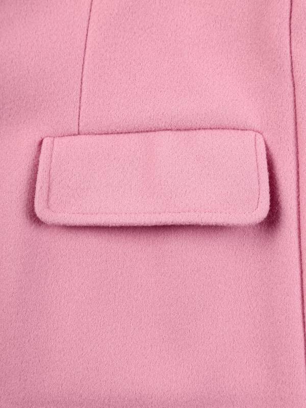 Women Solid Color Long Sleeve Lapel Woolen Button-up Blazer thumb