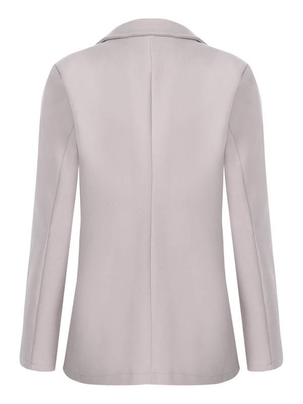 Women Solid Color Long Sleeve Lapel Woolen Button-up Blazer thumb