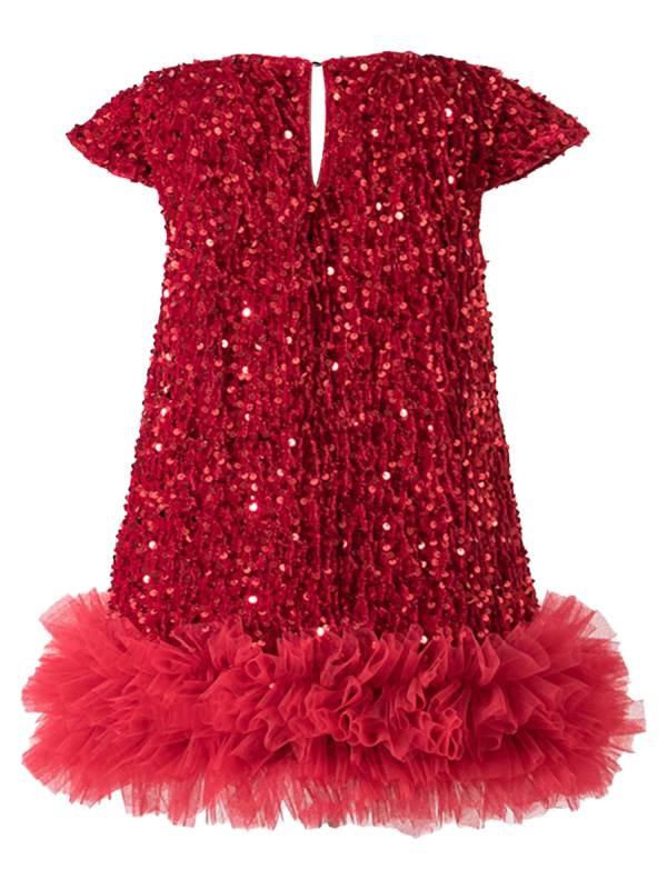 Toddler Girls Short Sleeve Glittery Sequin Mesh Gown Party Dress thumb
