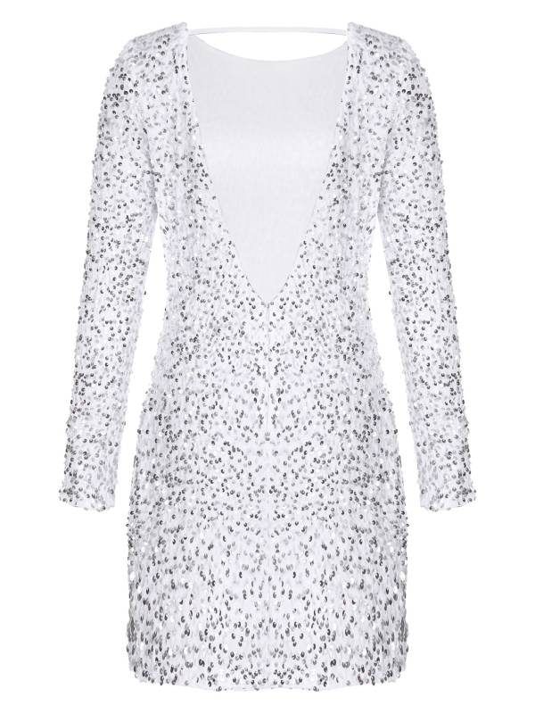 Women Long Sleeve Backless Sequin Bodycon Dress for Cocktail thumb