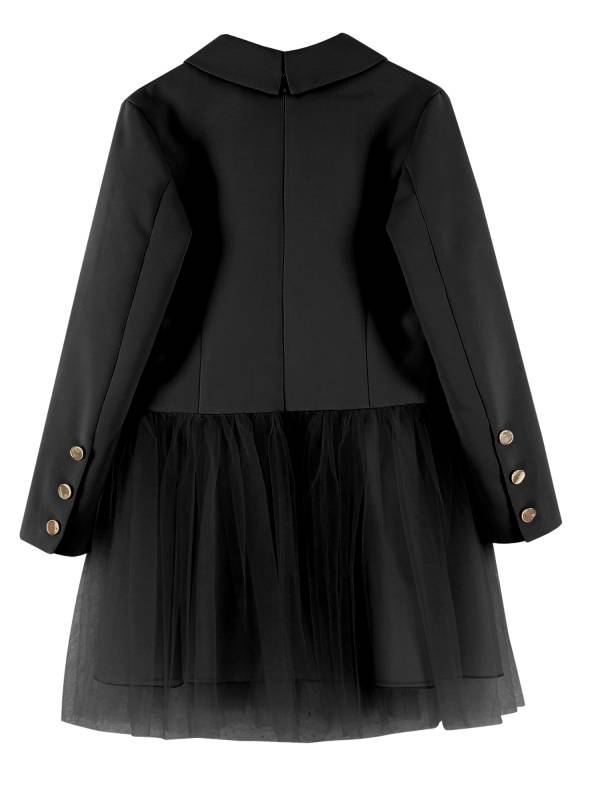 Girls Long Sleeve Lapel Mesh Suit Dress for Formal Occasions thumb