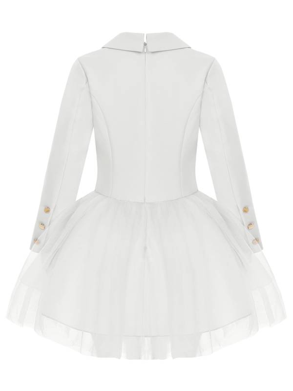 Girls Long Sleeve Lapel Mesh Suit Dress for Formal Occasions thumb