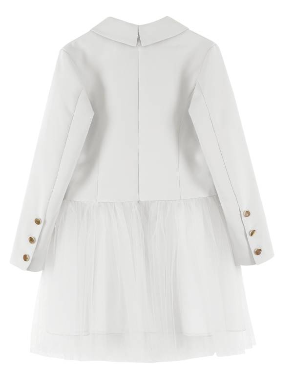 Girls Long Sleeve Lapel Mesh Suit Dress for Formal Occasions thumb