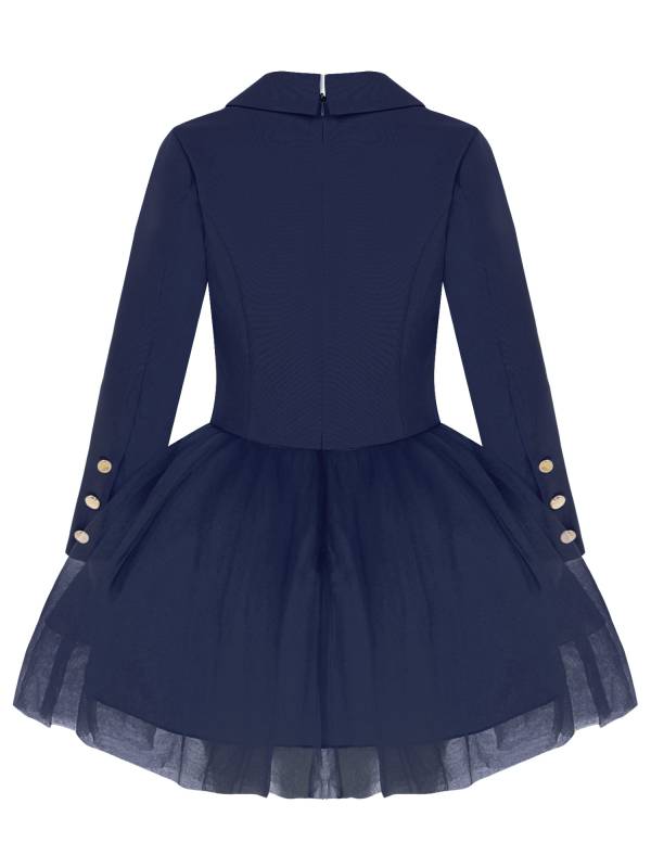 Girls Long Sleeve Lapel Mesh Suit Dress for Formal Occasions thumb