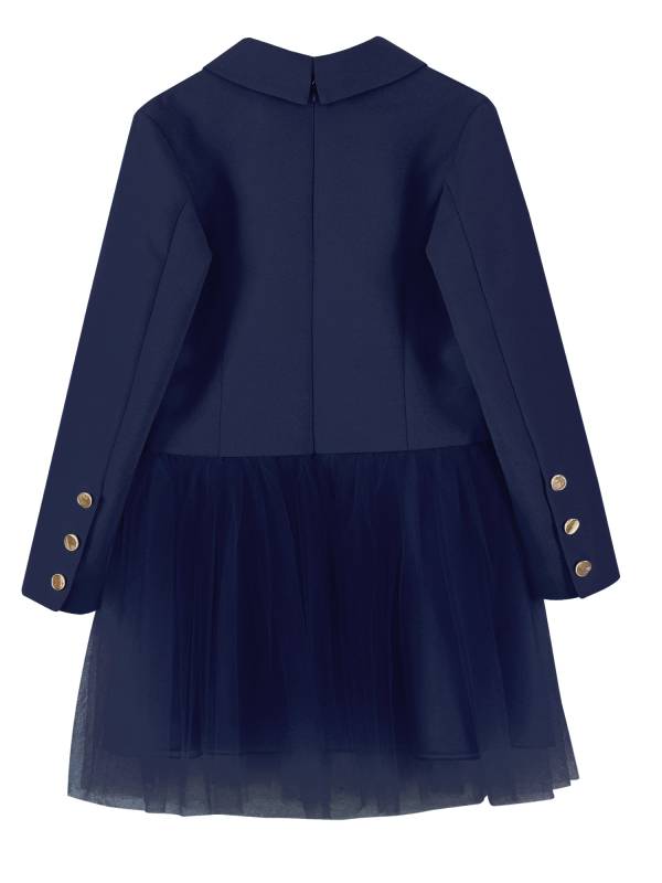 Girls Long Sleeve Lapel Mesh Suit Dress for Formal Occasions thumb