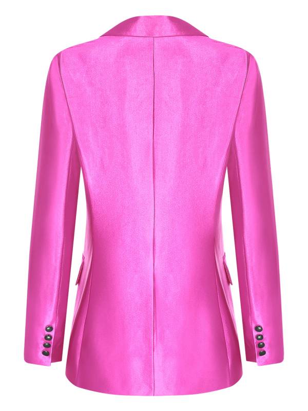 Women Glossy Long Sleeve Lapel Blazer for Formal Occasions thumb