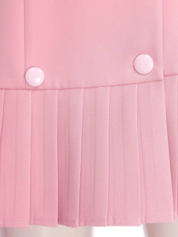 Women Long Sleeve V-neck Blazer Pleated Dress for Evening Wedding thumb