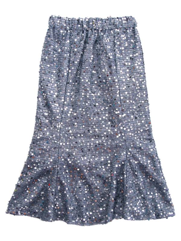 Kids Girls Sequins A-Line Fishtail Midi Skirts for Birthday Party thumb