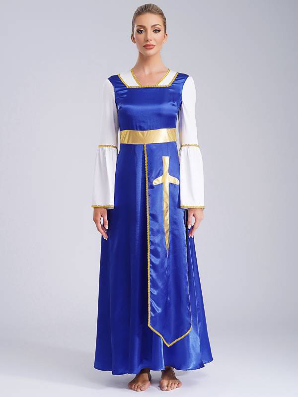 Women Sleeveless Square Neck Liturgical Praise Dance Maxi Dress thumb