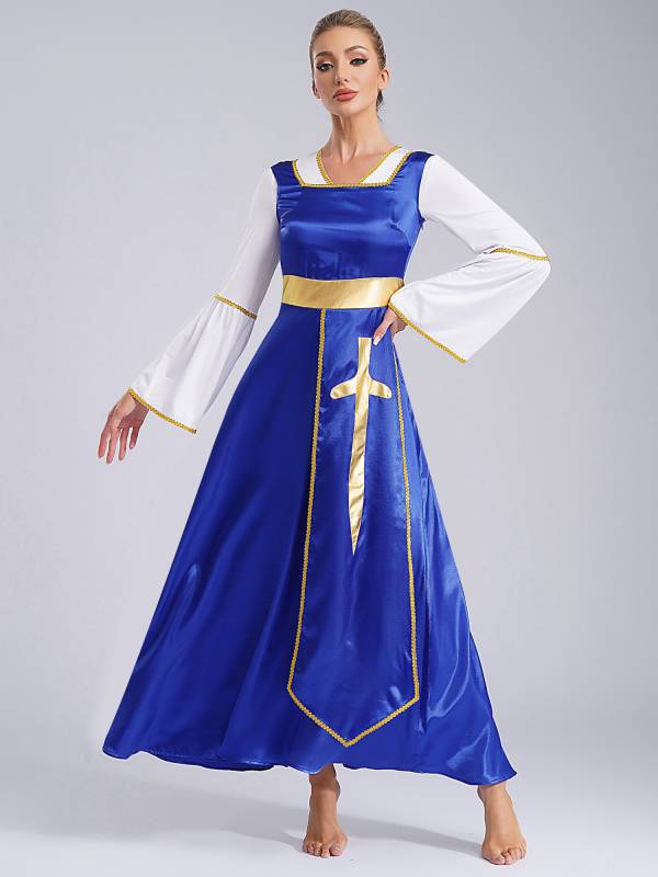 Women Sleeveless Square Neck Liturgical Praise Dance Maxi Dress thumb