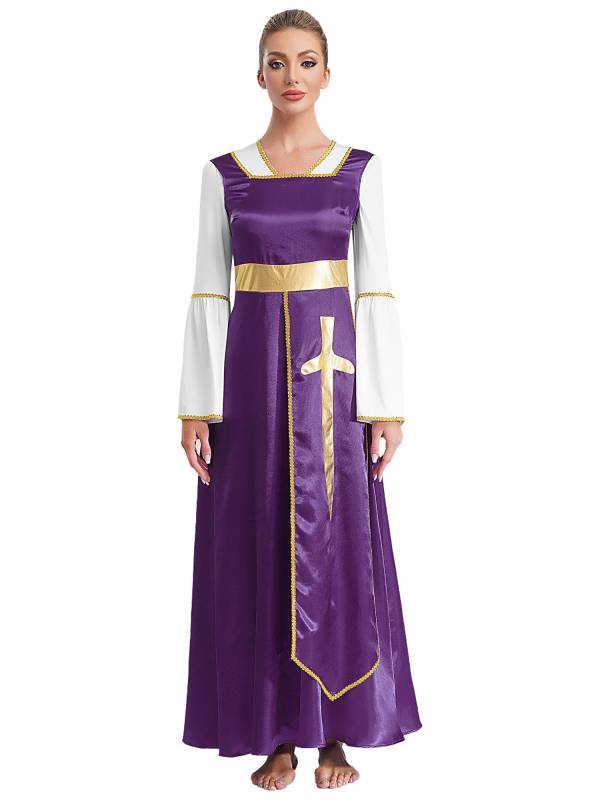 Women Sleeveless Square Neck Liturgical Praise Dance Maxi Dress thumb
