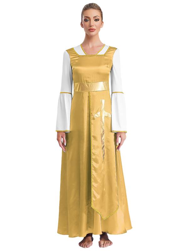 Women Sleeveless Square Neck Liturgical Praise Dance Maxi Dress thumb
