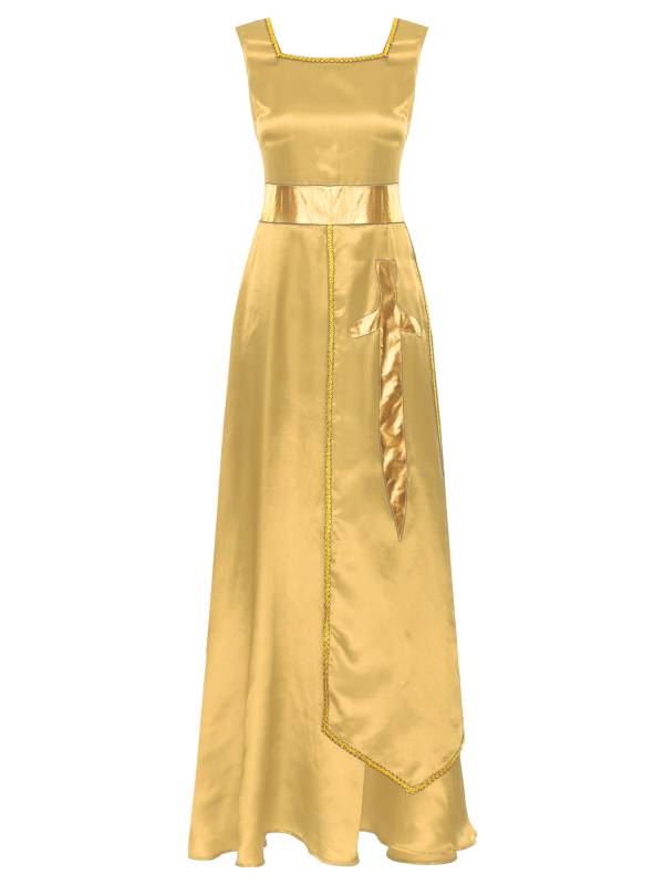 Women Sleeveless Square Neck Liturgical Praise Dance Maxi Dress thumb