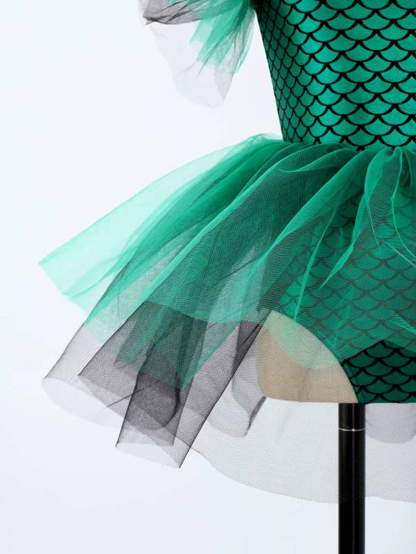Girls Halloween Mermaid Ballet Costume One Shoulder Sleeveless Tutu Dress thumb