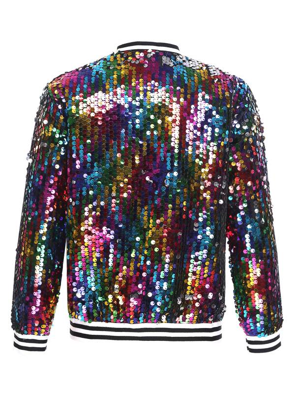 Kids Girls Sequin Baseball Jackets Coat Zip Up Outerwear thumb