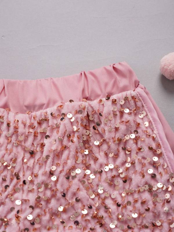 Kids Girls Sparkling Sequins Sides Slit Hot Shorts for Jazz Dance thumb