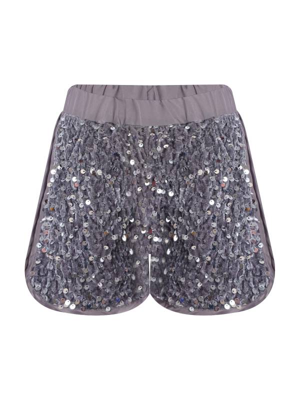 Kids Girls Sparkling Sequins Sides Slit Hot Shorts for Jazz Dance thumb