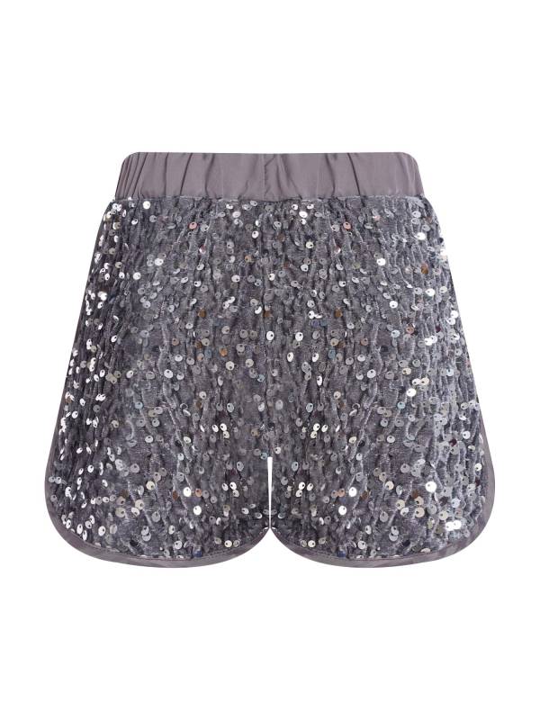 Kids Girls Sparkling Sequins Sides Slit Hot Shorts for Jazz Dance thumb