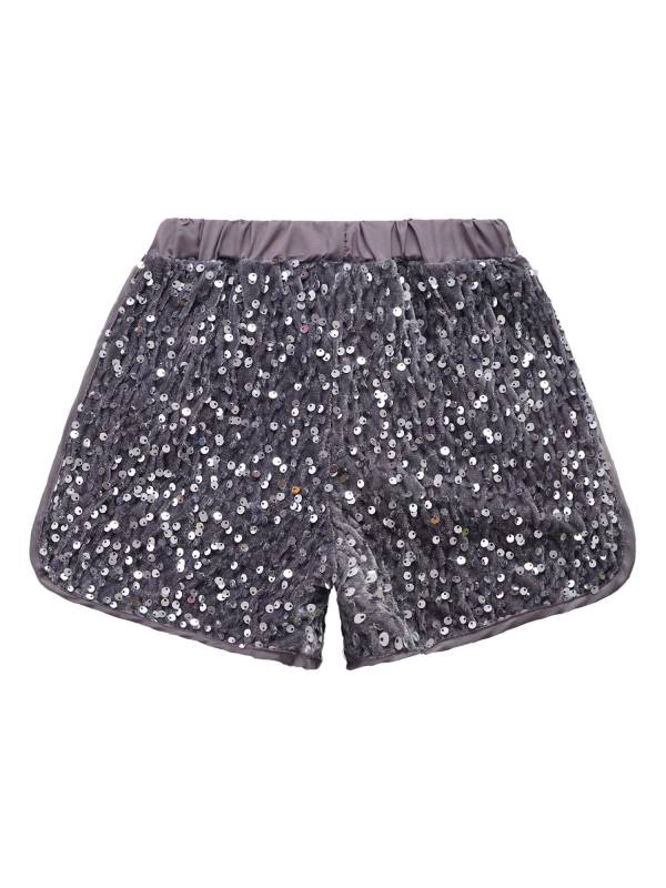 Kids Girls Sparkling Sequins Sides Slit Hot Shorts for Jazz Dance thumb